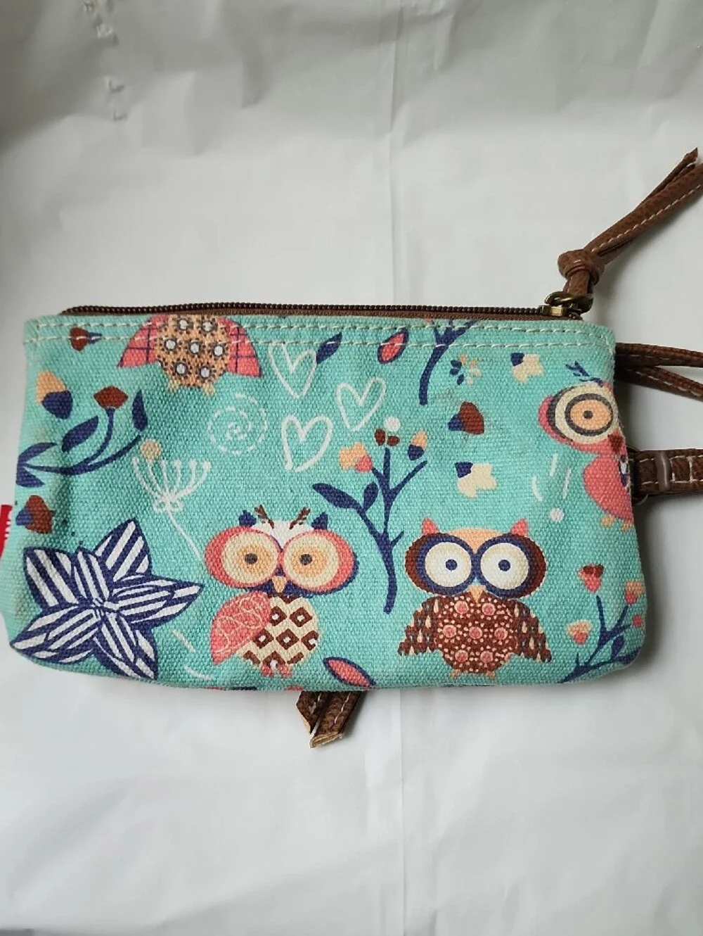 UNIONBAY Turquoise Multi-Color Aztec Wristlet with Brown Trim
